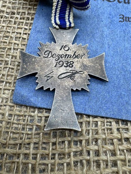 Mother's Cross 1938 2nd class silver with an envelope