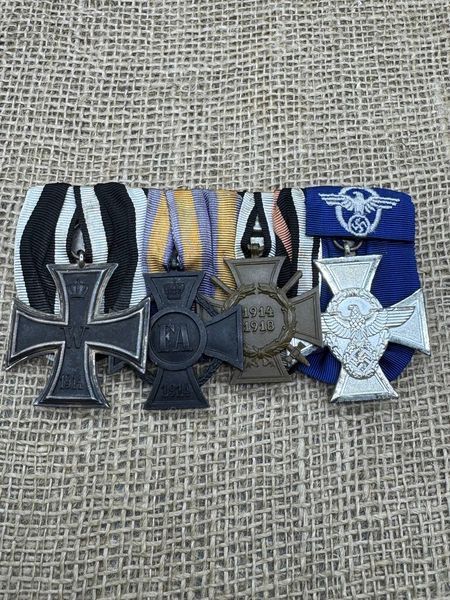 4x medal bar EK 1914, FA,  Hindenburg and Cross for 18 Years of Police Service