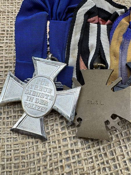 4x medal bar EK 1914, FA,  Hindenburg and Cross for 18 Years of Police Service