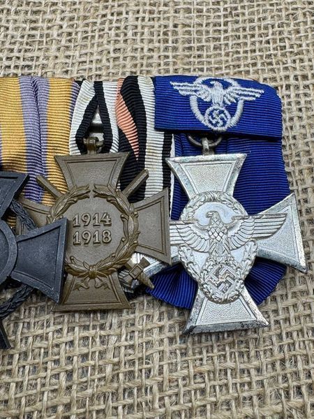 4x medal bar EK 1914, FA,  Hindenburg and Cross for 18 Years of Police Service